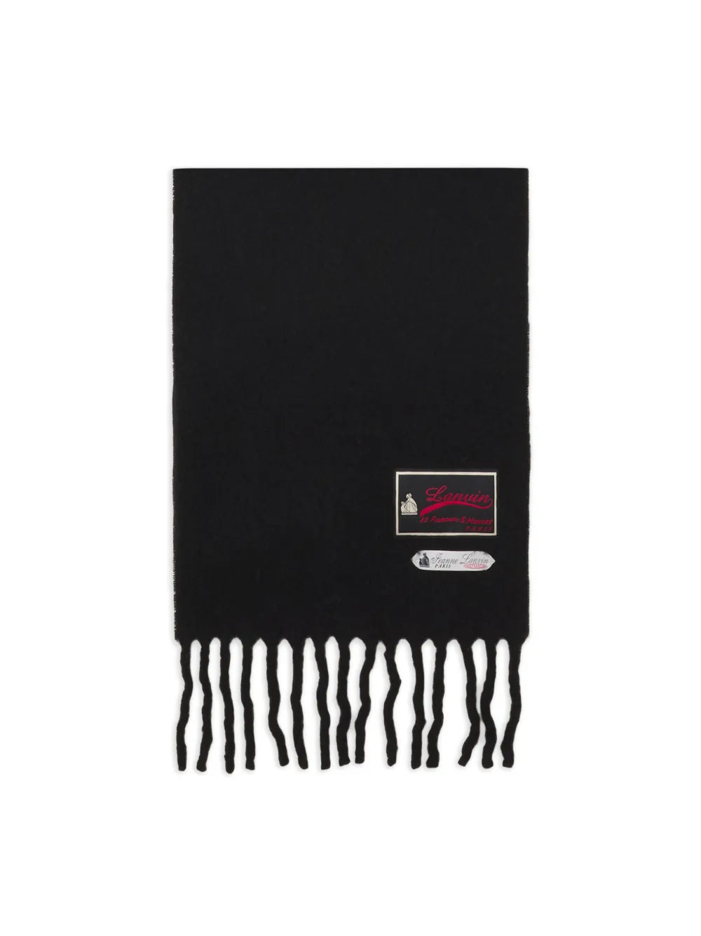 Fringed wool scarf with 22 Faubourg label