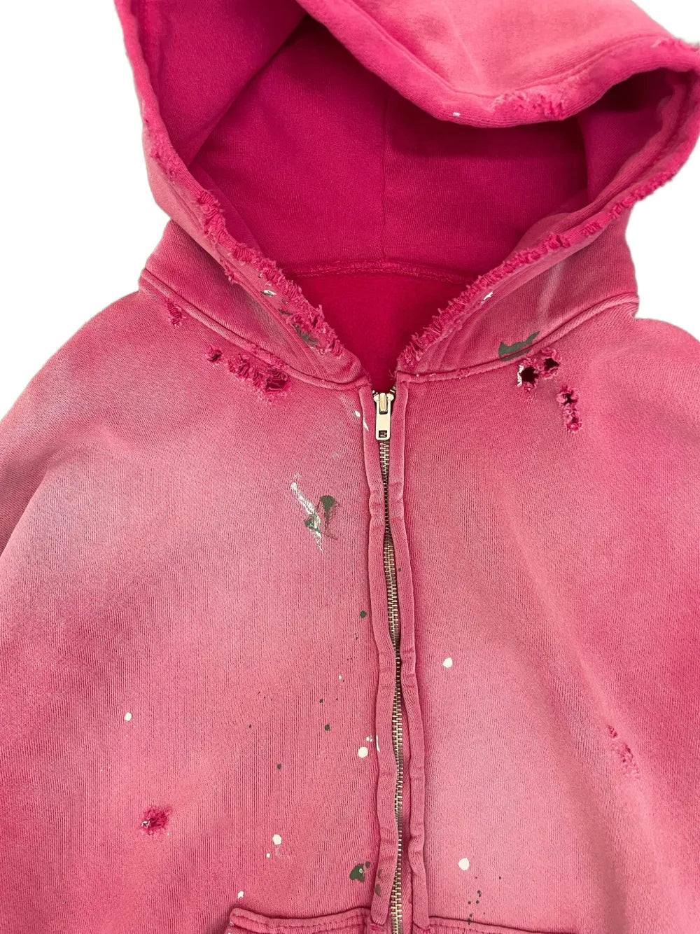 distressed paint-splatter hoodie