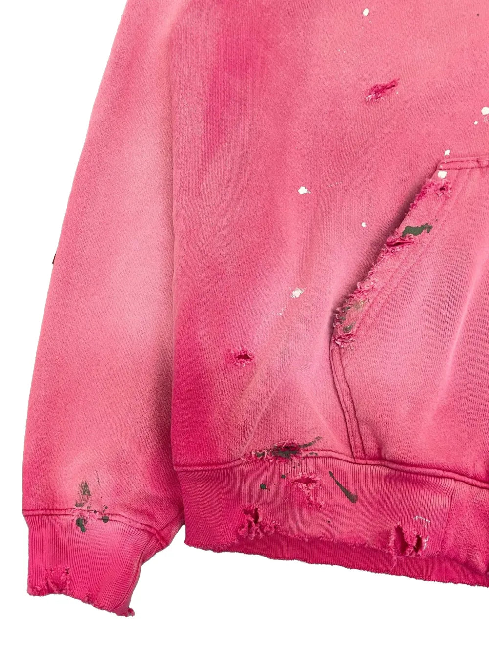 distressed paint-splatter hoodie