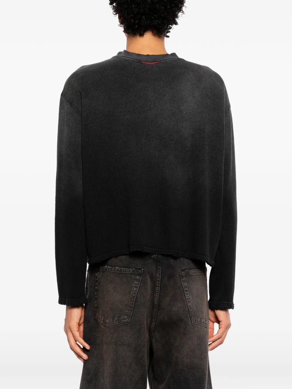 waffle-knit distressed sweater