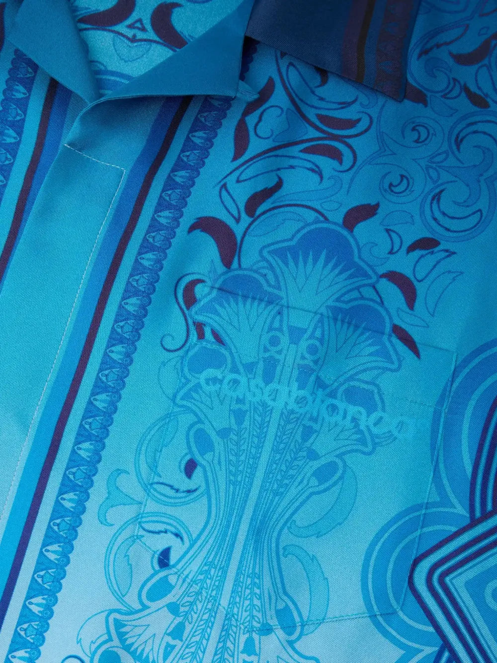 blue gradient Egyptian Rug short sleeve silk shirt