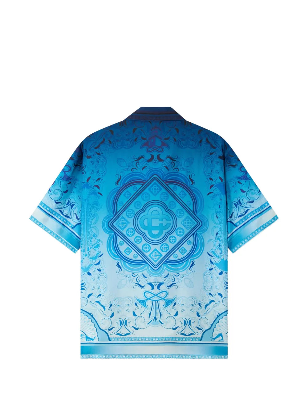 blue gradient Egyptian Rug short sleeve silk shirt