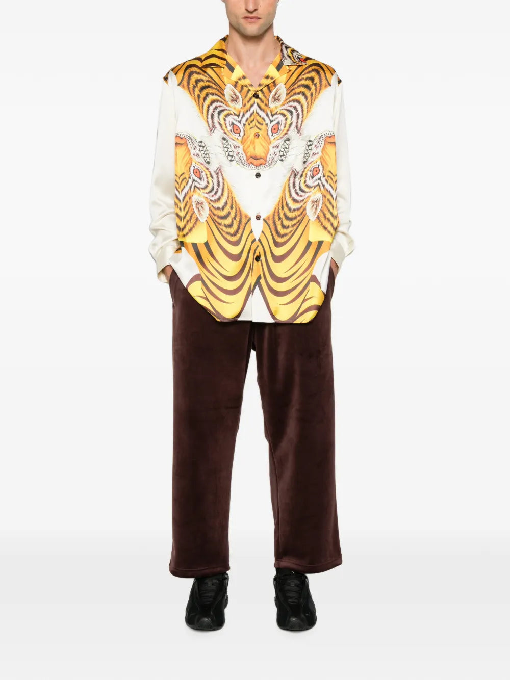 tiger-print buttoned shirt