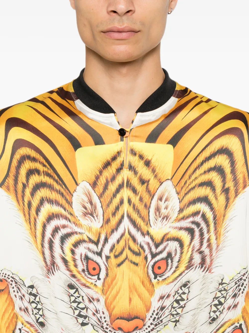 tiger-print short-sleeve top
