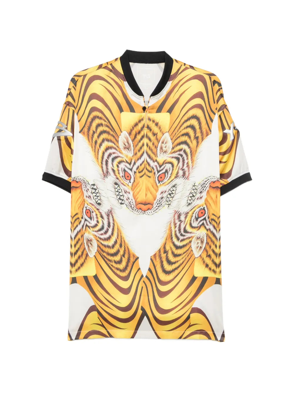 tiger-print short-sleeve top