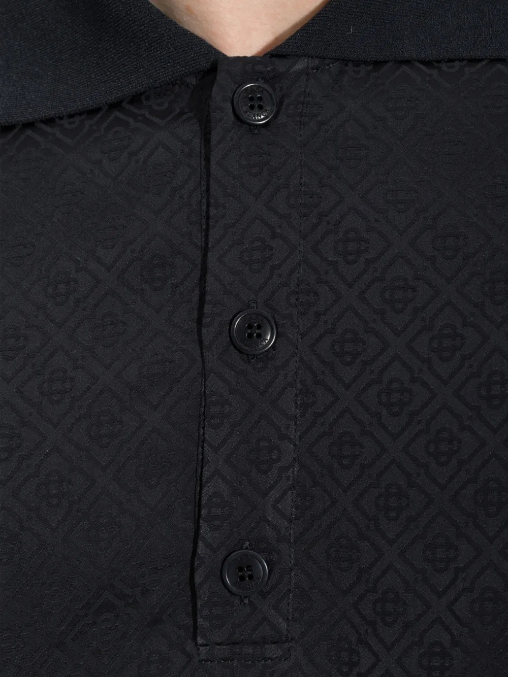 dark navy knit collar short sleeve polo shirt