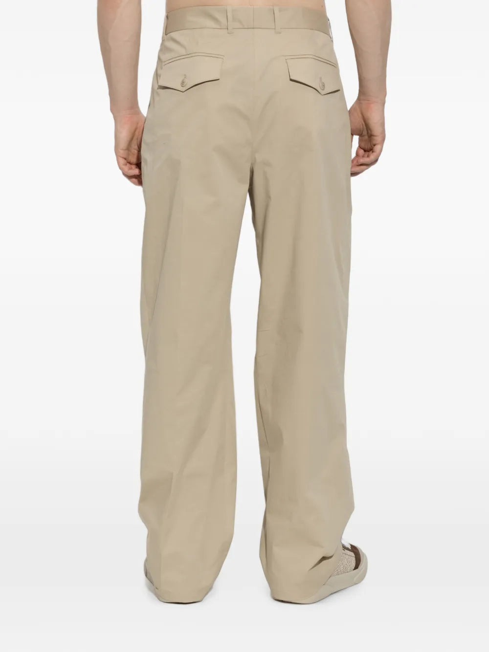 pleated logo-plaque wide-leg trousers