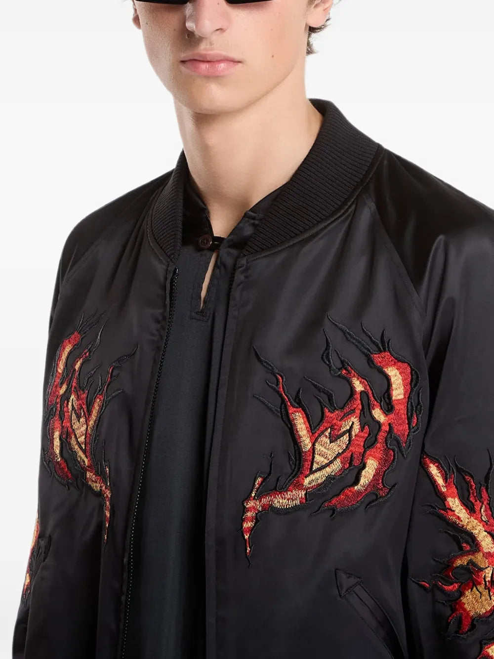 embroidered zip-up jacket