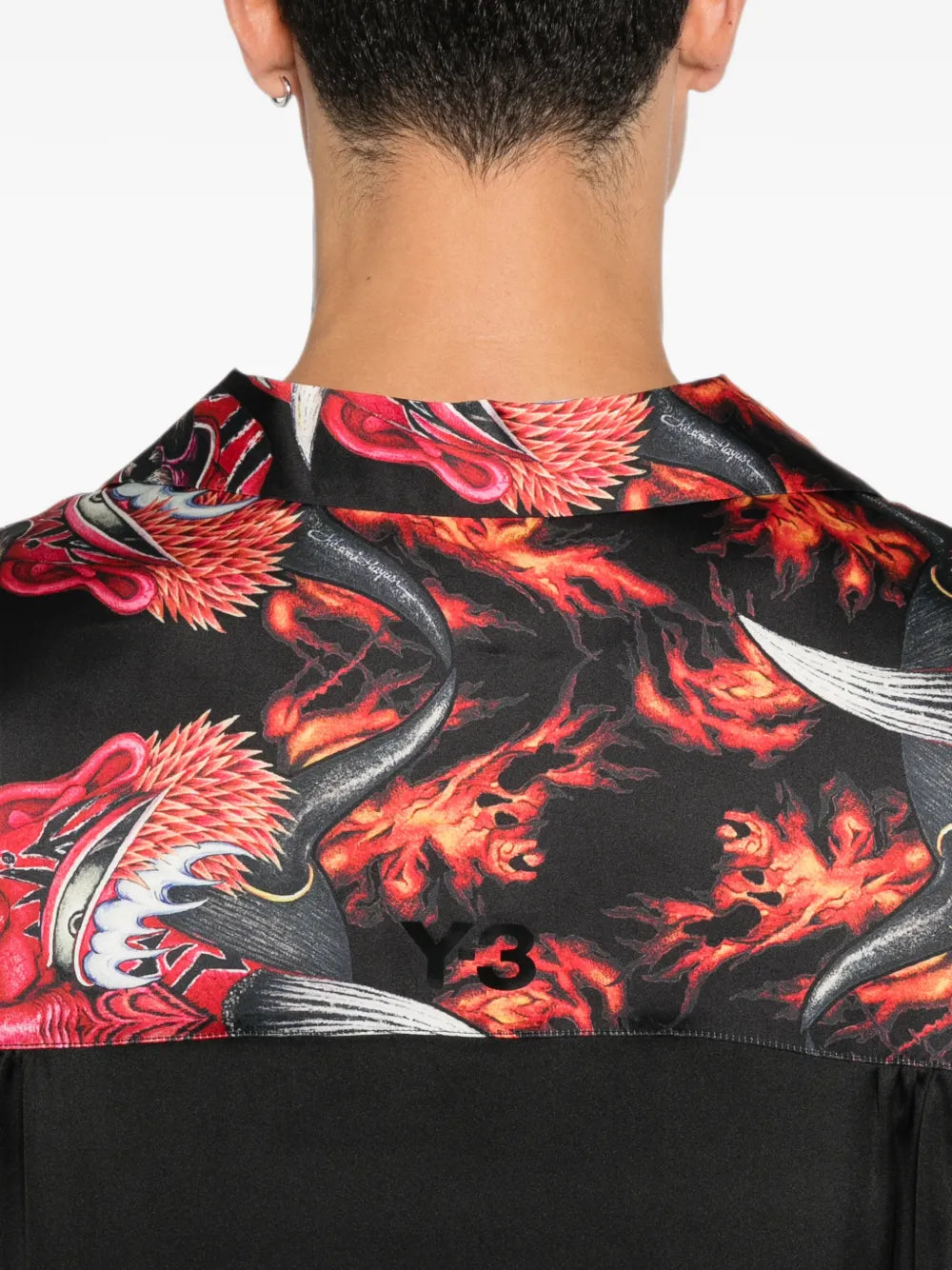 graphic-print button-down shirt