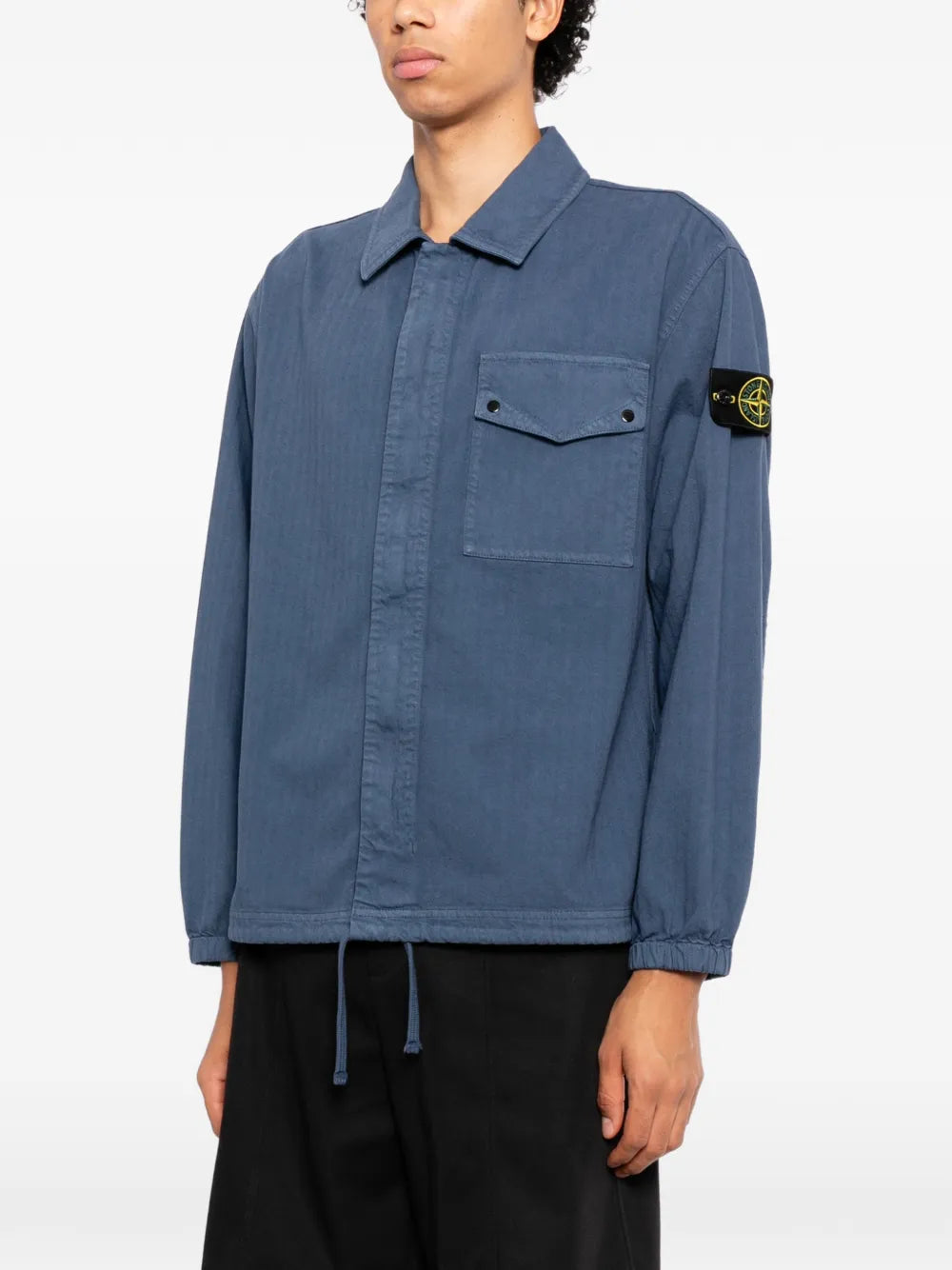 Compass-patch herringbone shirt