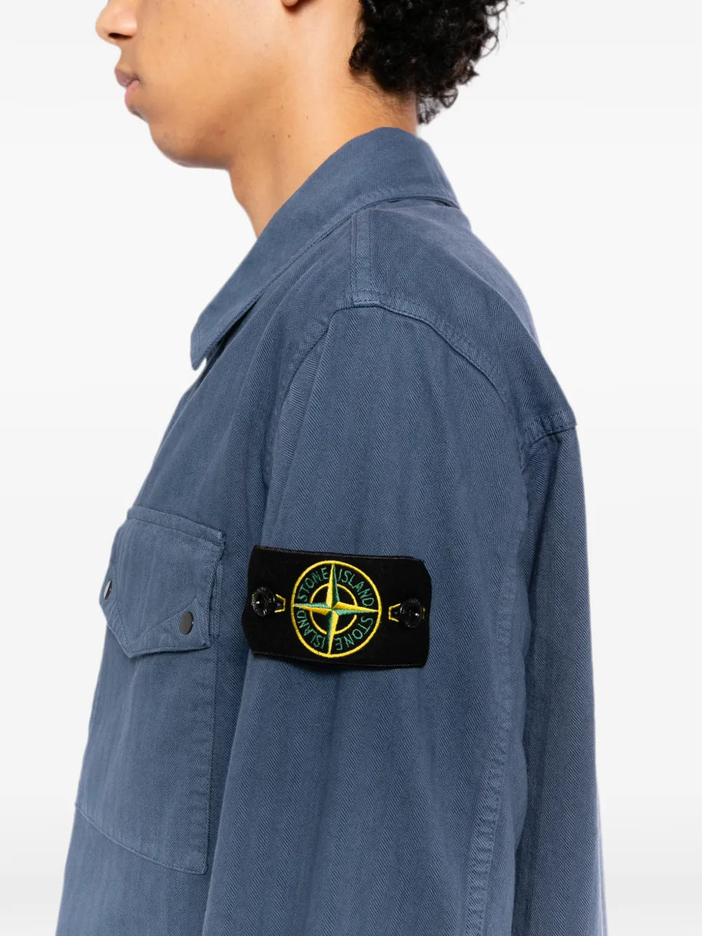 Compass-patch herringbone shirt