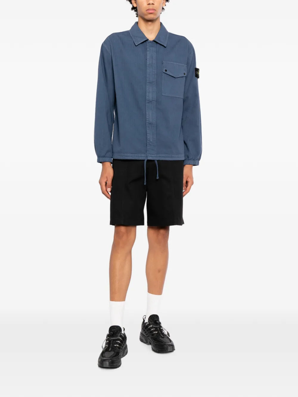 Compass-patch herringbone shirt