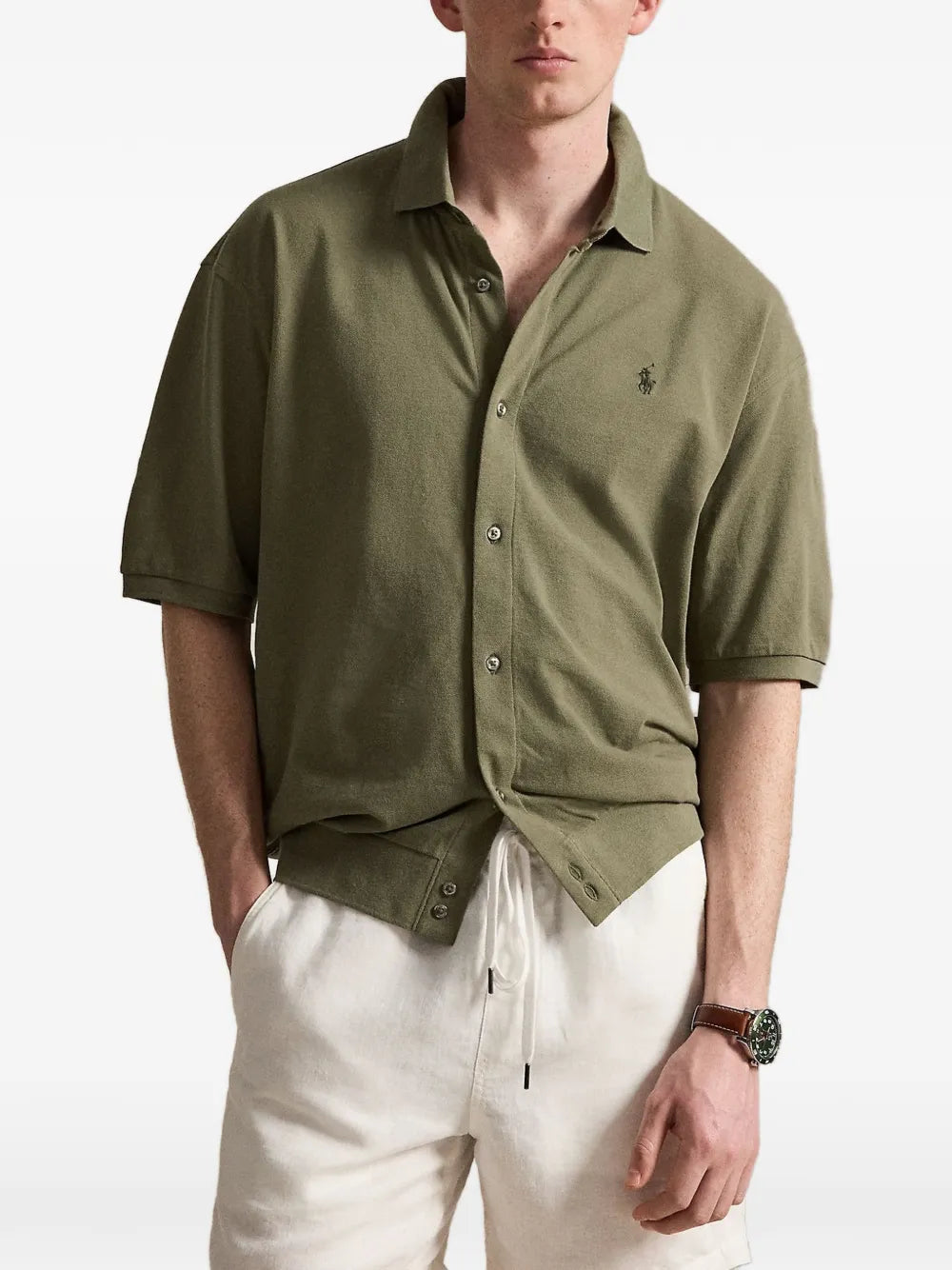 logo-embroidered short-sleeve shirt