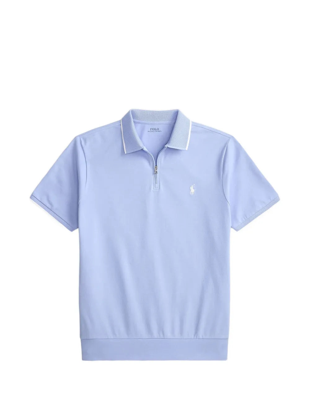 zip-neck logo-embroidered polo shirt