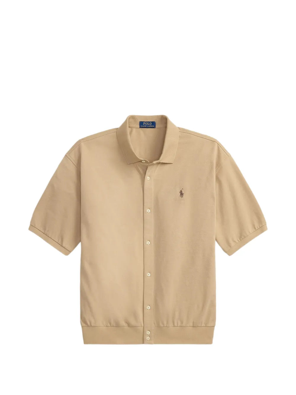 logo-embroidered ribbed-trim shirt