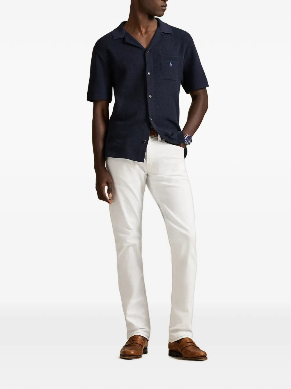 logo-embroidered button-up shirt 