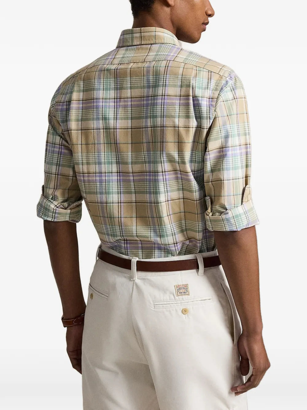 plaid-check embroidered-logo shirt