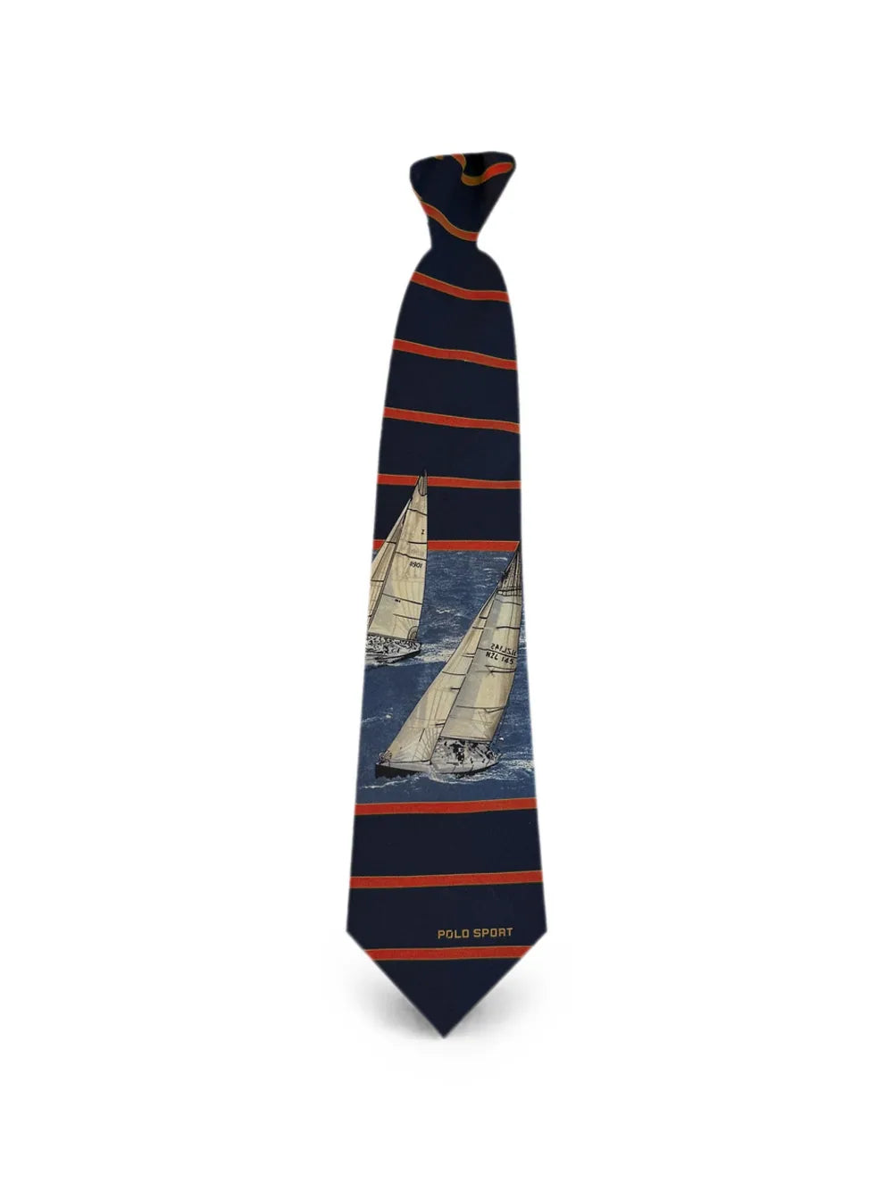sailing-print striped silk tie