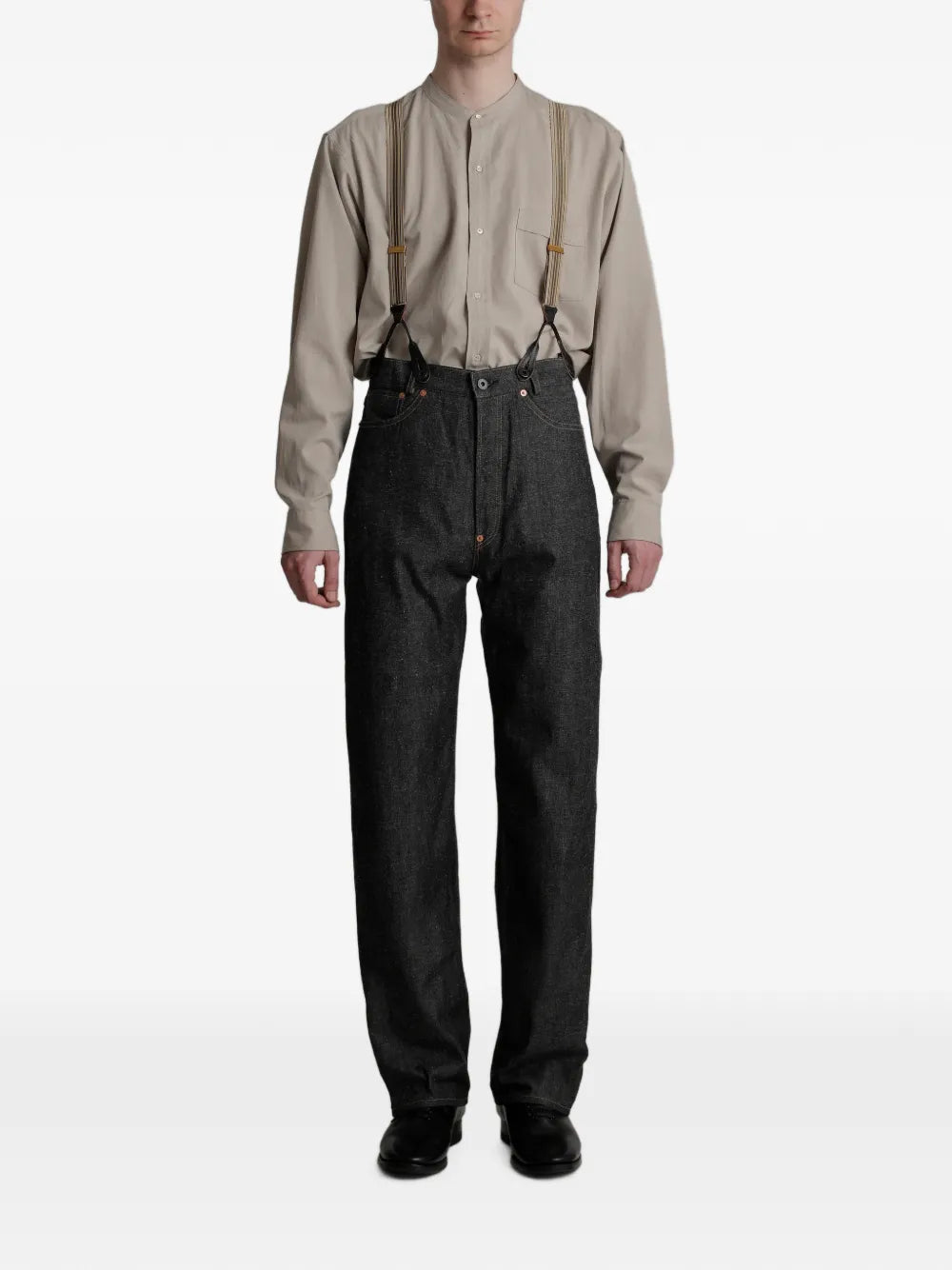 buckle-strap straight-leg jeans