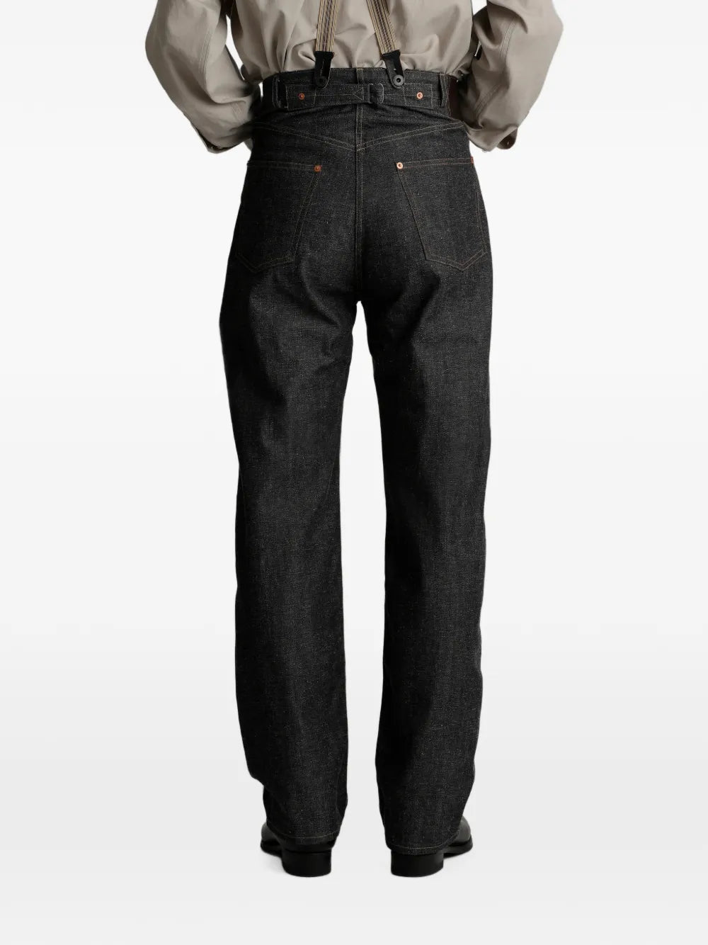 buckle-strap straight-leg jeans