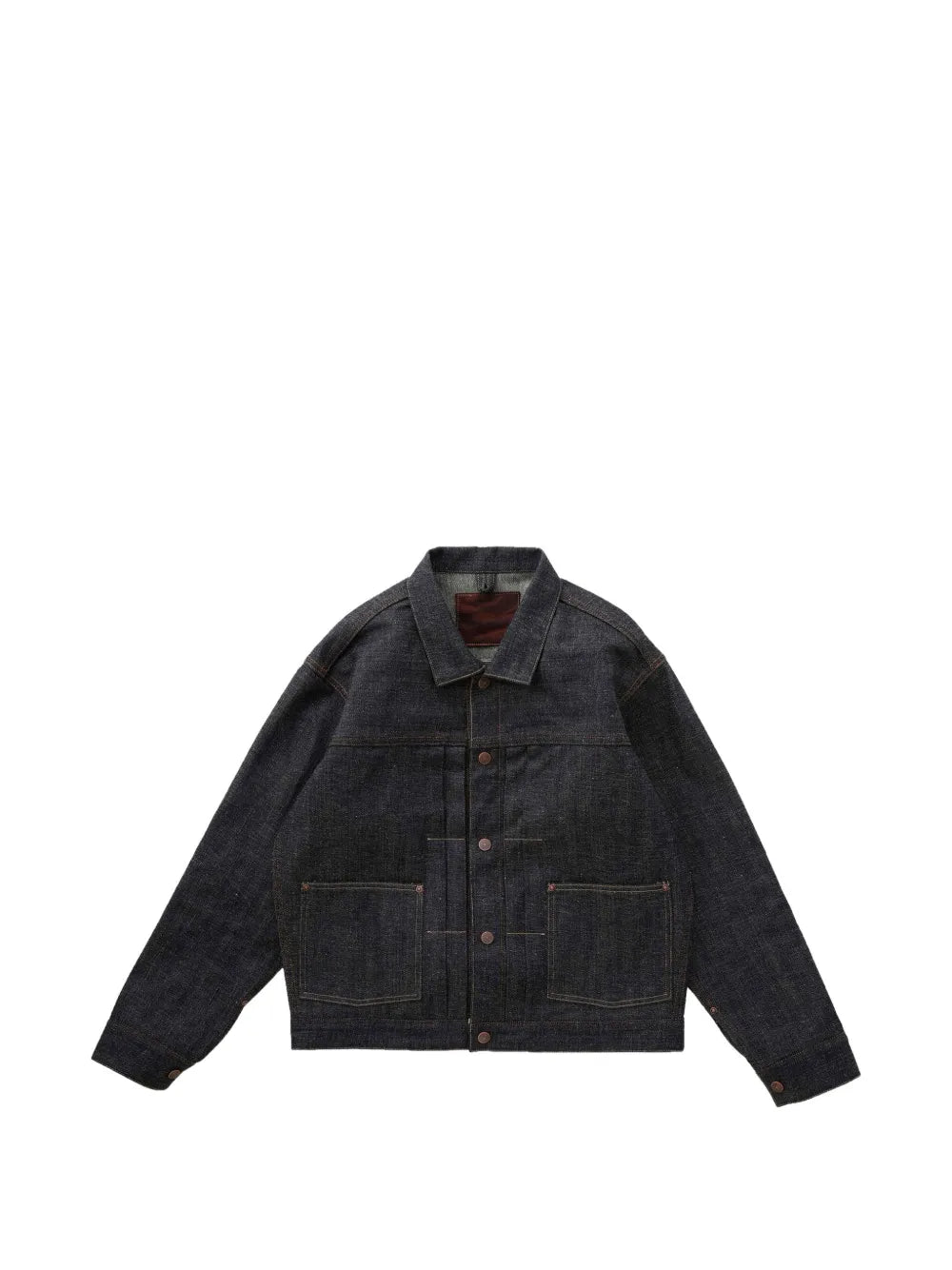 pleated cinch-back denim jacket