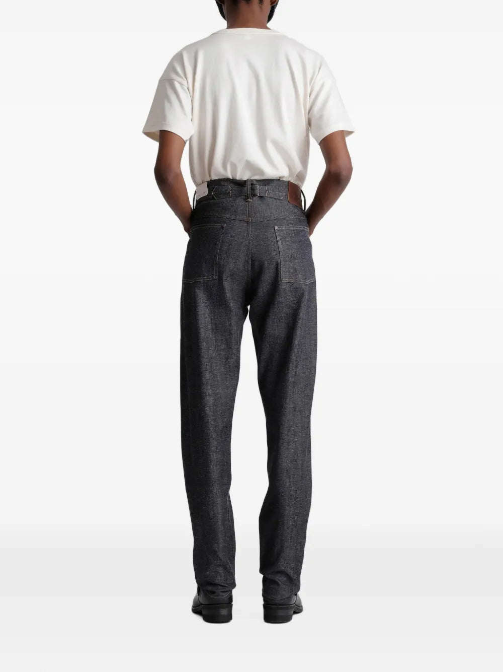 buckle-strap straight-leg jeans