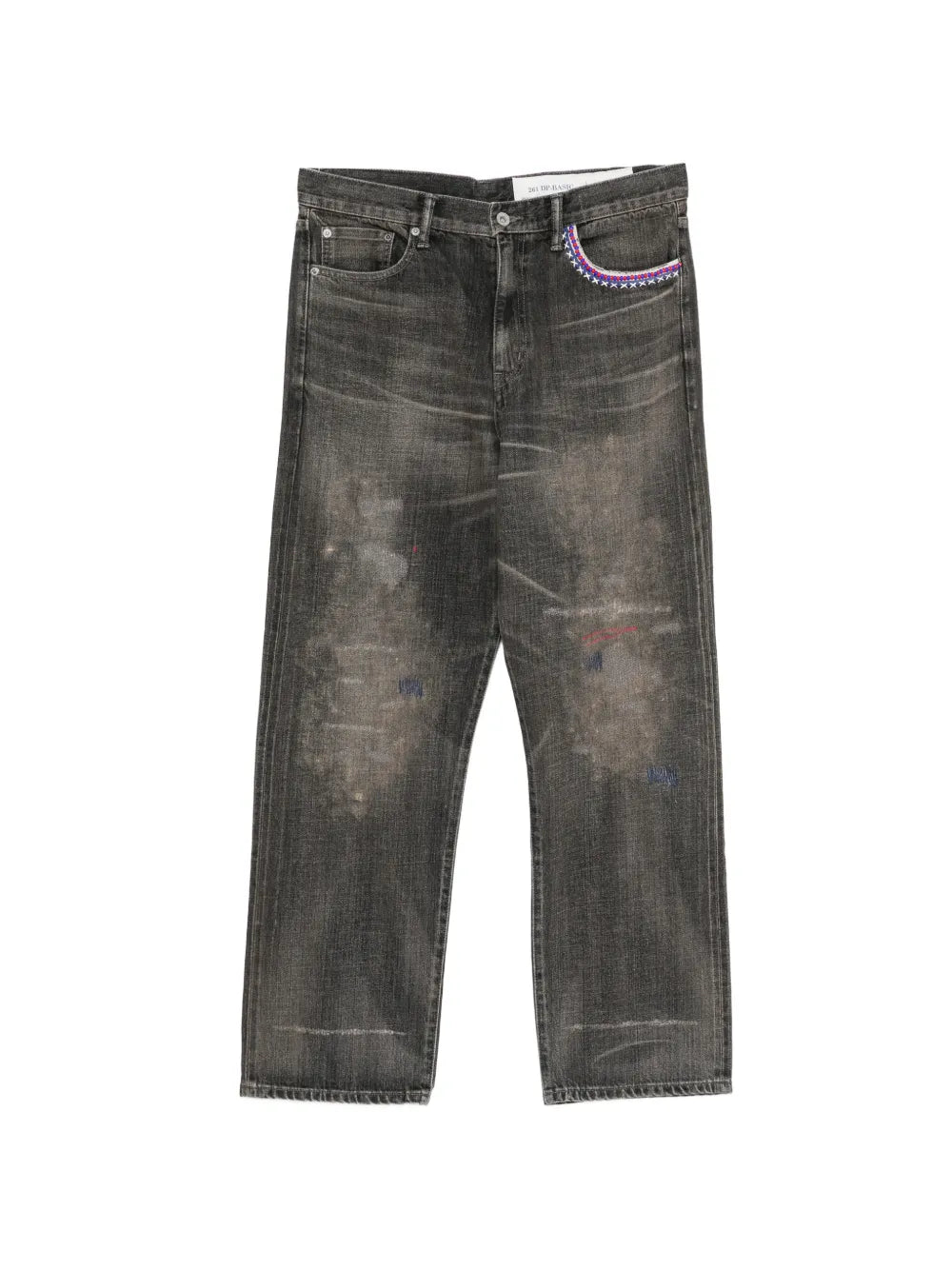 beaded distressed jeans