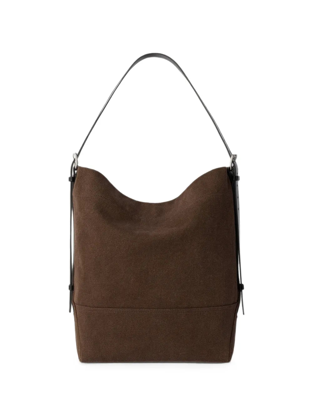 dark brown cotton belted tote