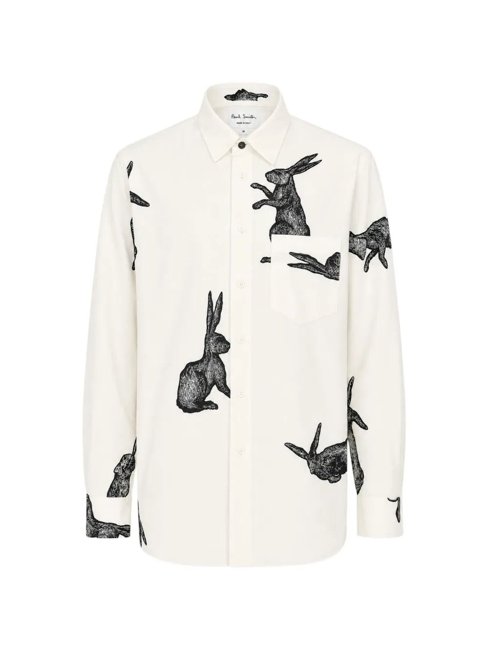 white Rabbit-print shirt
