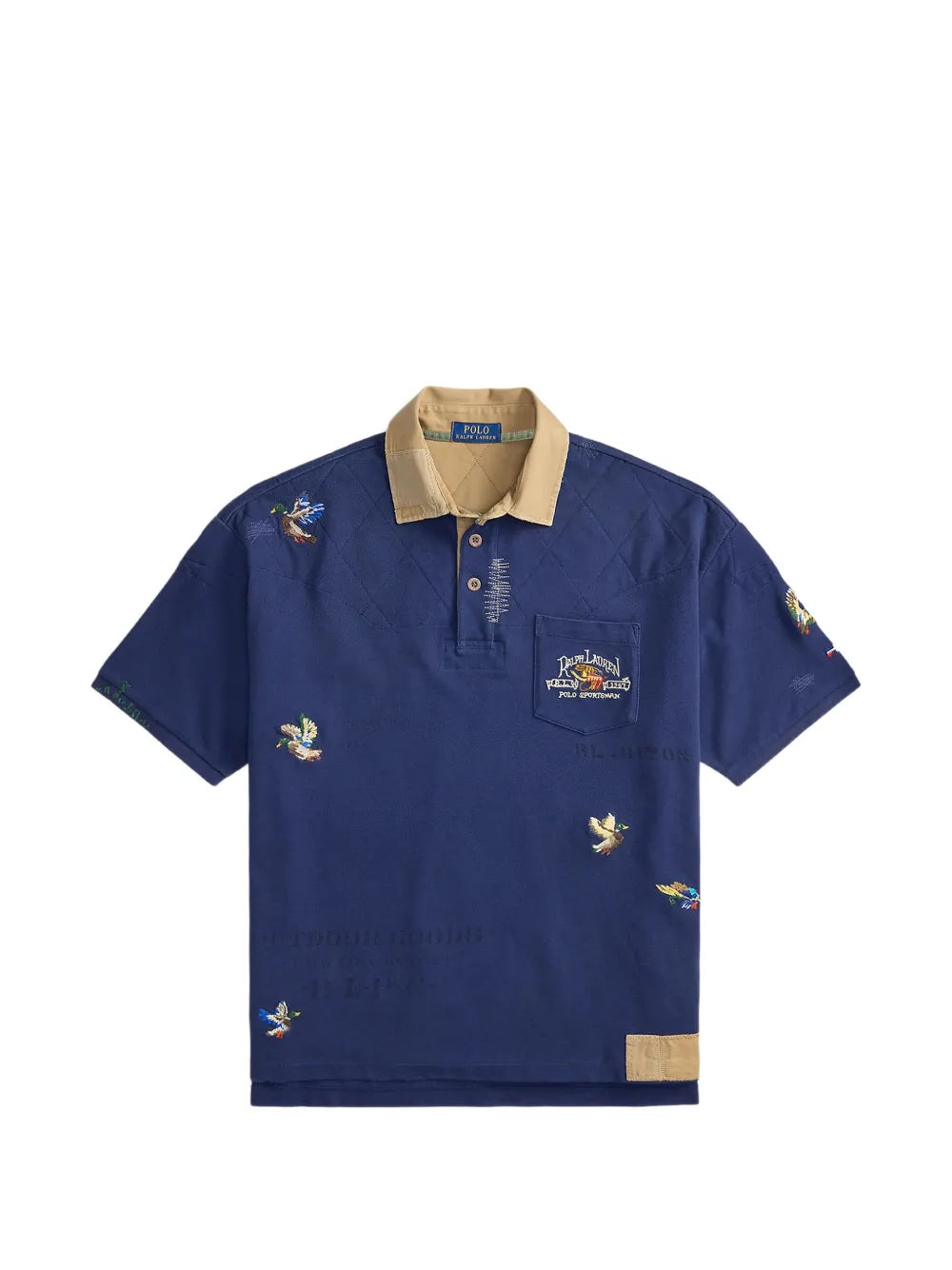 duck-embroidered quilted-yoke polo shirt