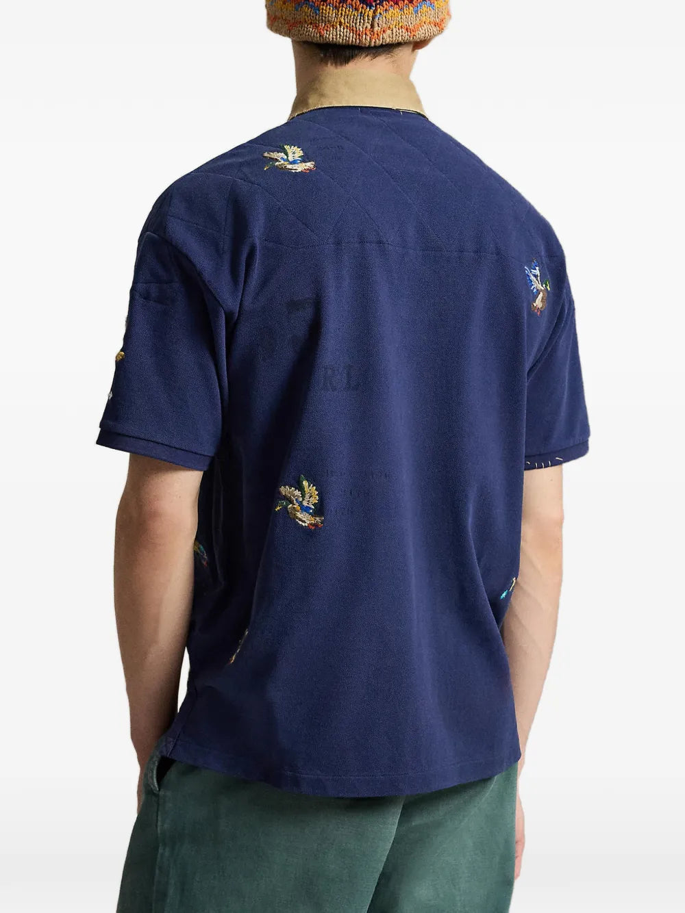 duck-embroidered quilted-yoke polo shirt