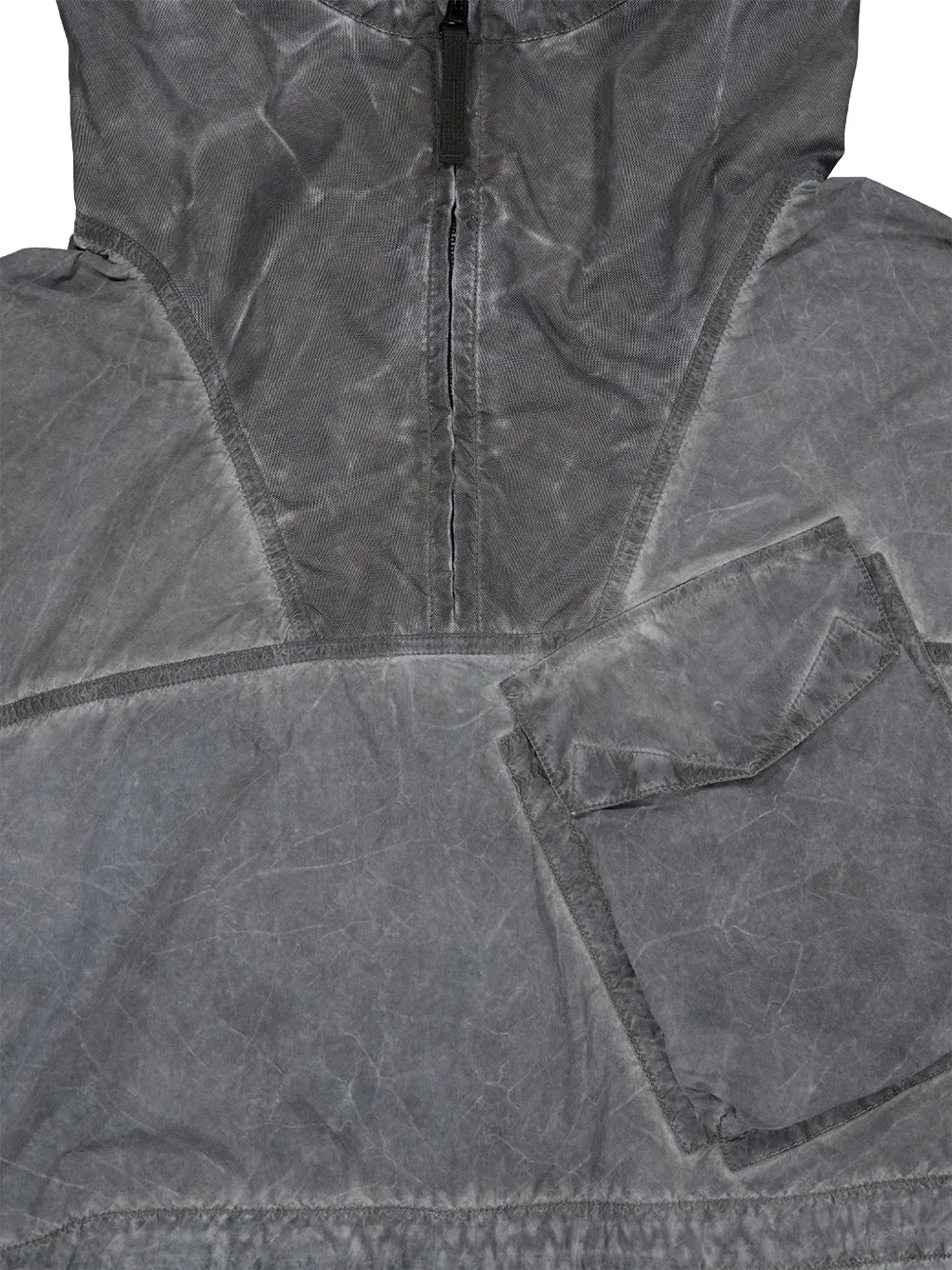 Q100035 uneven pigment-dyed nylon smerigliato + nylon canvas hoodie