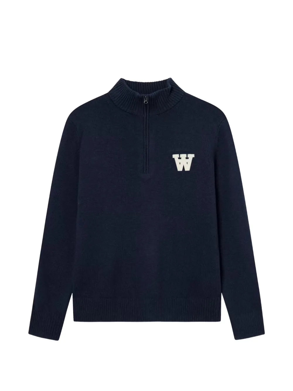 WWTay quarter-zip logo-patch sweater