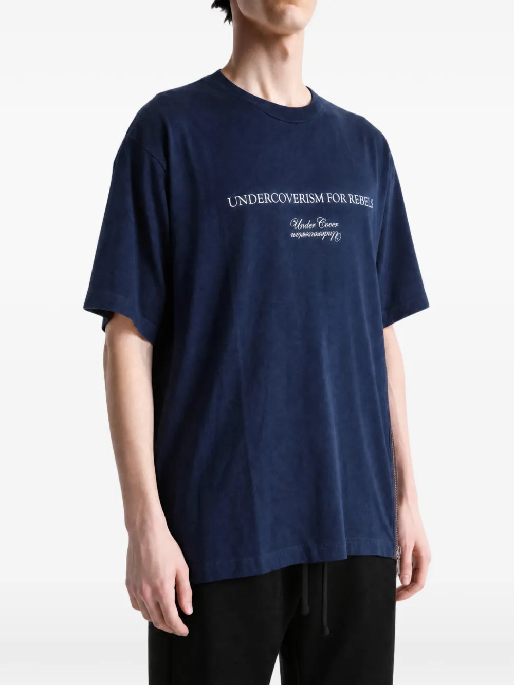 slogan-print zip-detail t-shirt