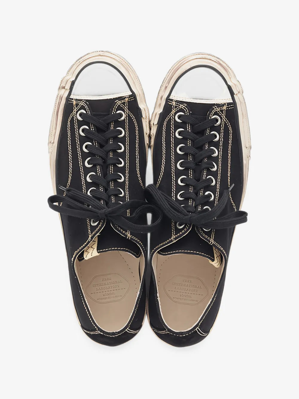 Distressed-Effect Lace-Up Sneakers
