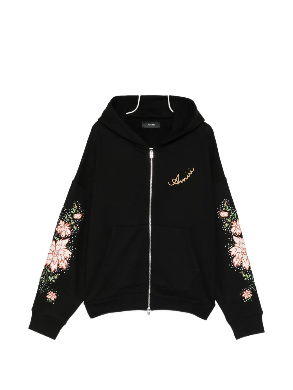 floral-embroidered zip hoodie