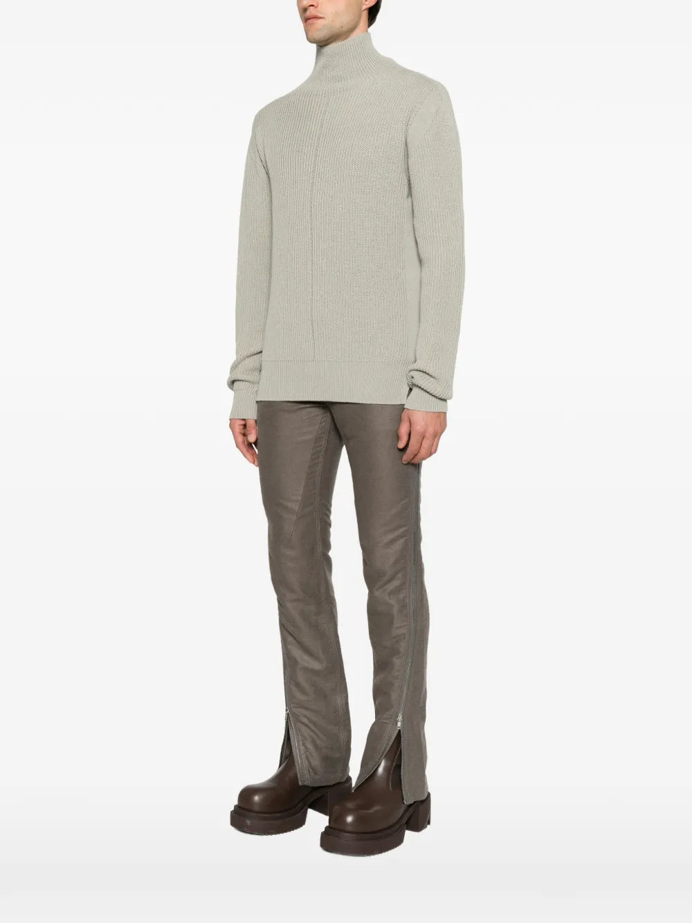 ribbed high-neck sweater