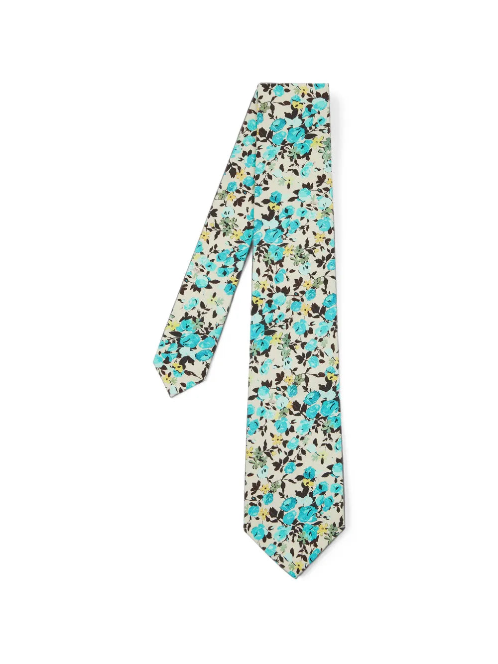 blue 'roses' print cotton tie