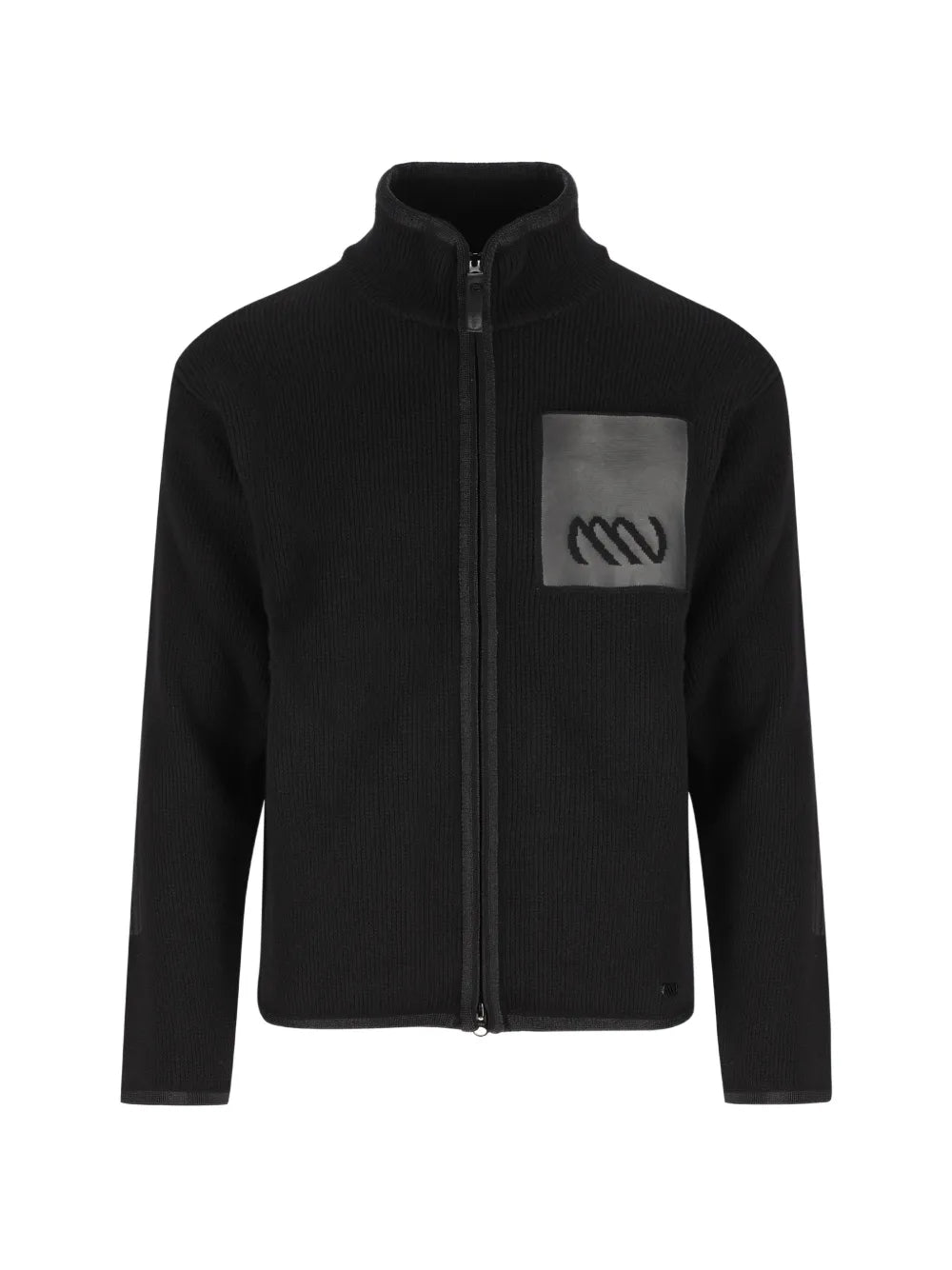 logo-patch ribbed-knit cardigan