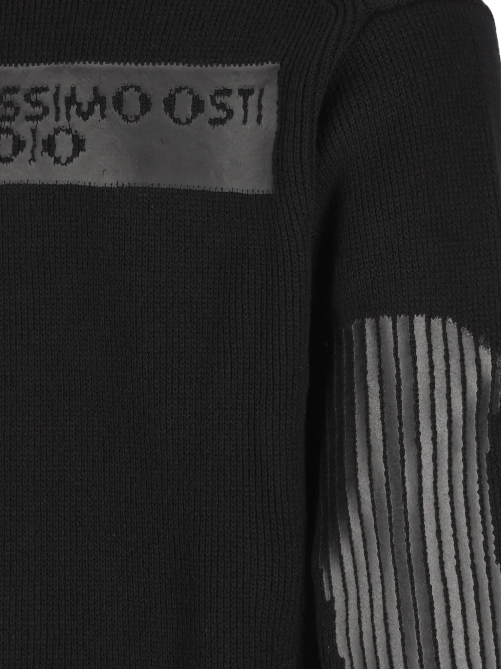 logo-patch ribbed-knit cardigan
