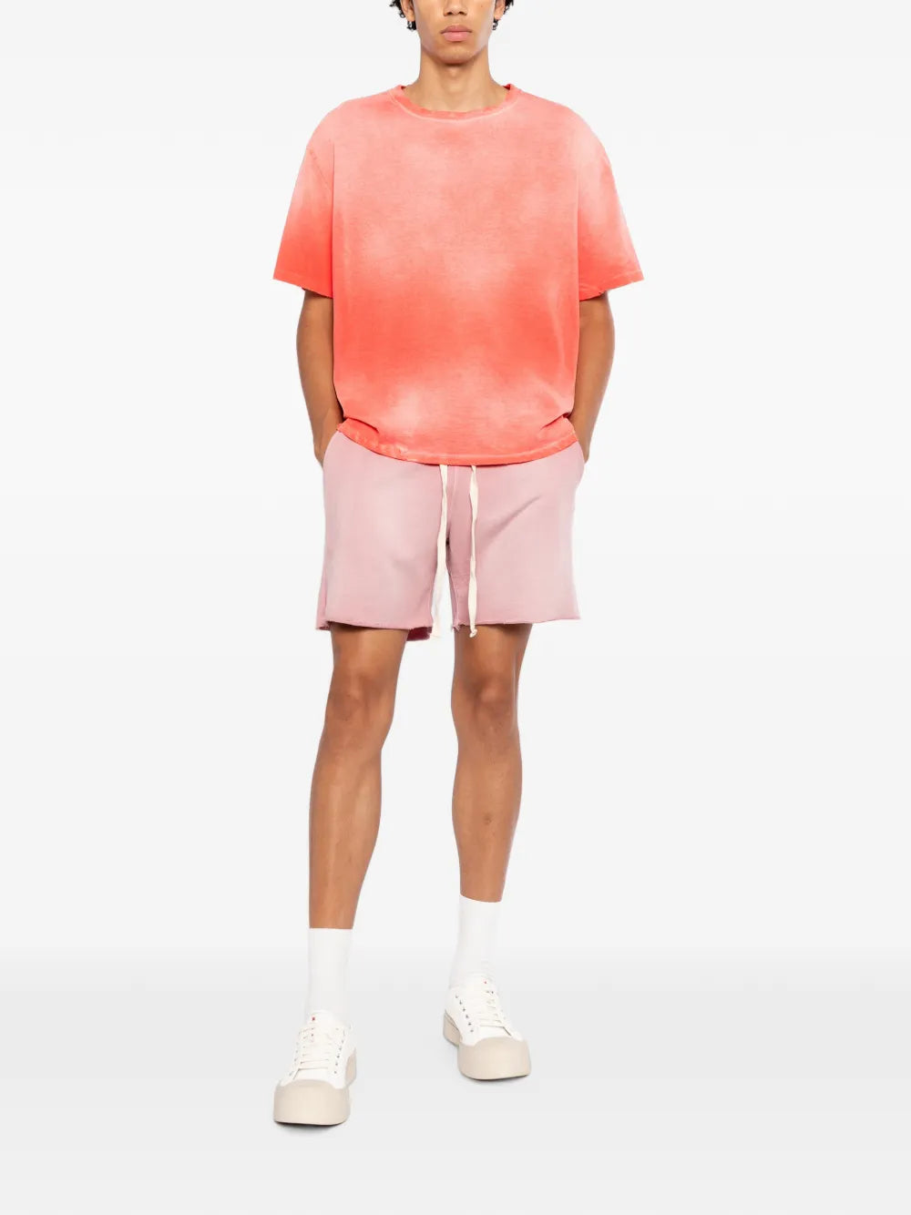 drawstring raw-cut shorts
