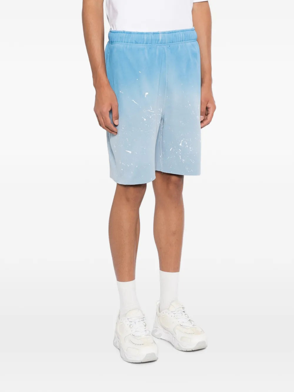ombré paint-splatter shorts