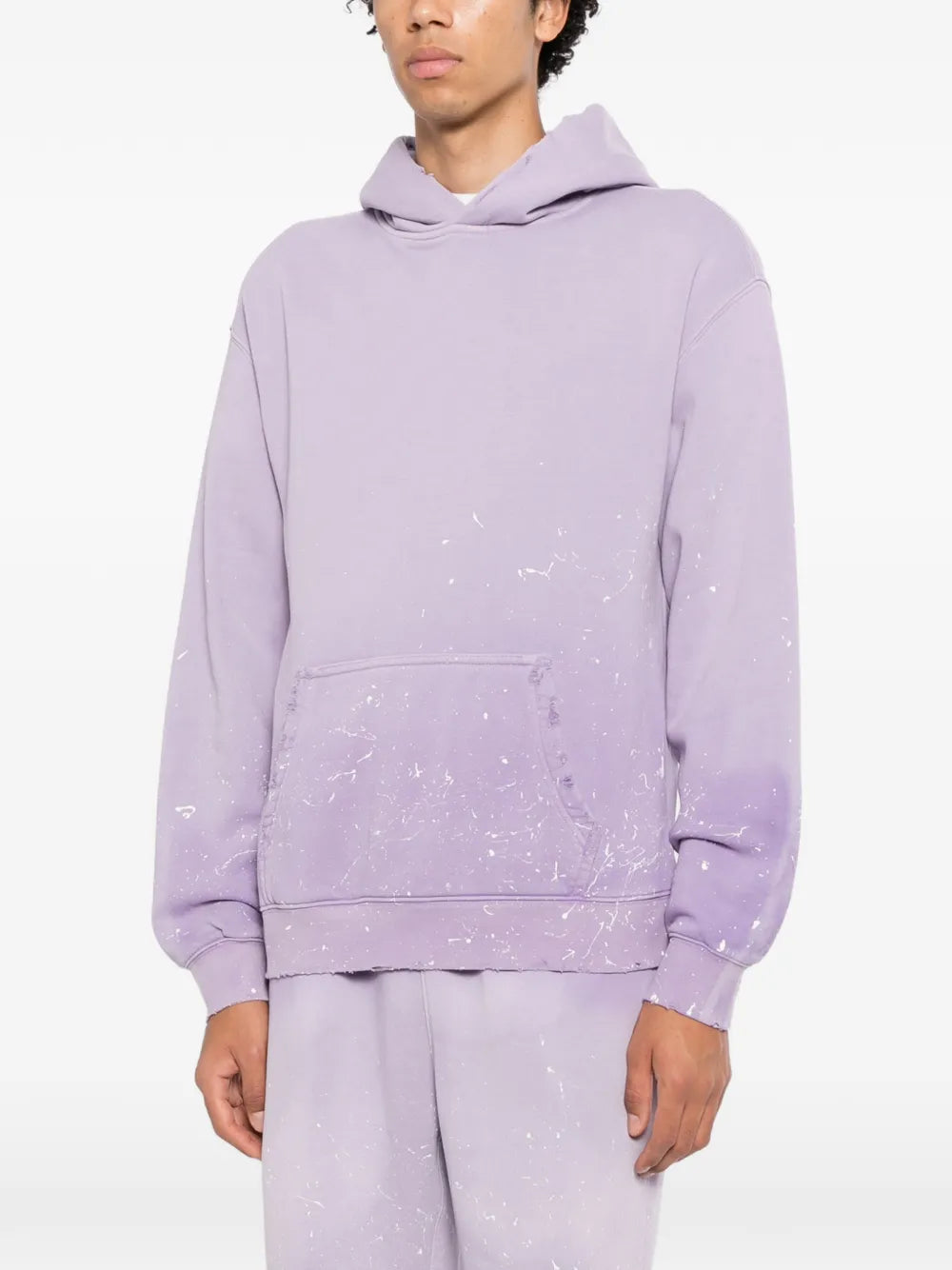 paint-splatter distressed hoodie