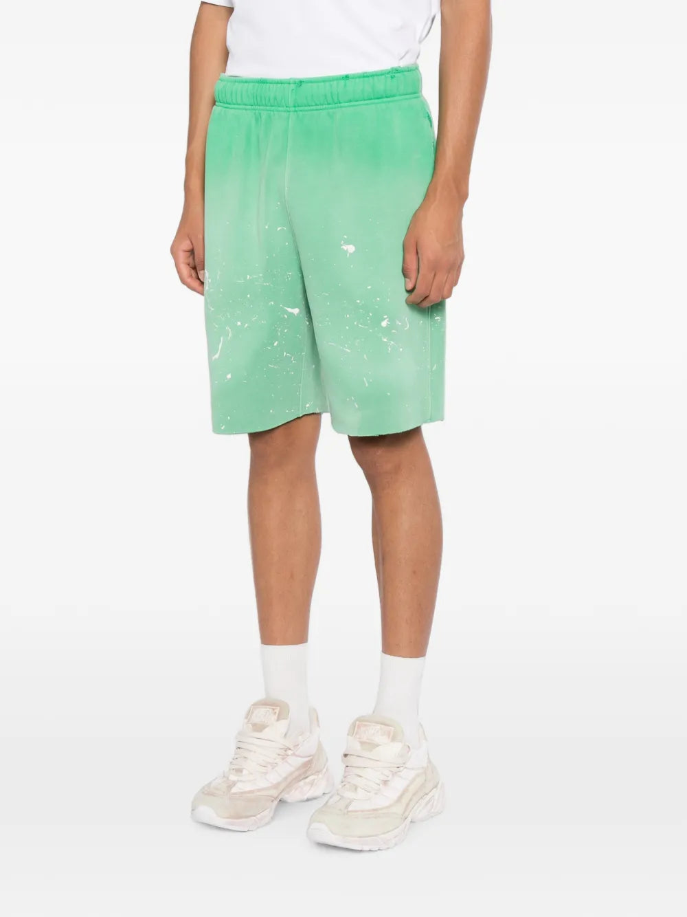 paint-splatter distressed shorts