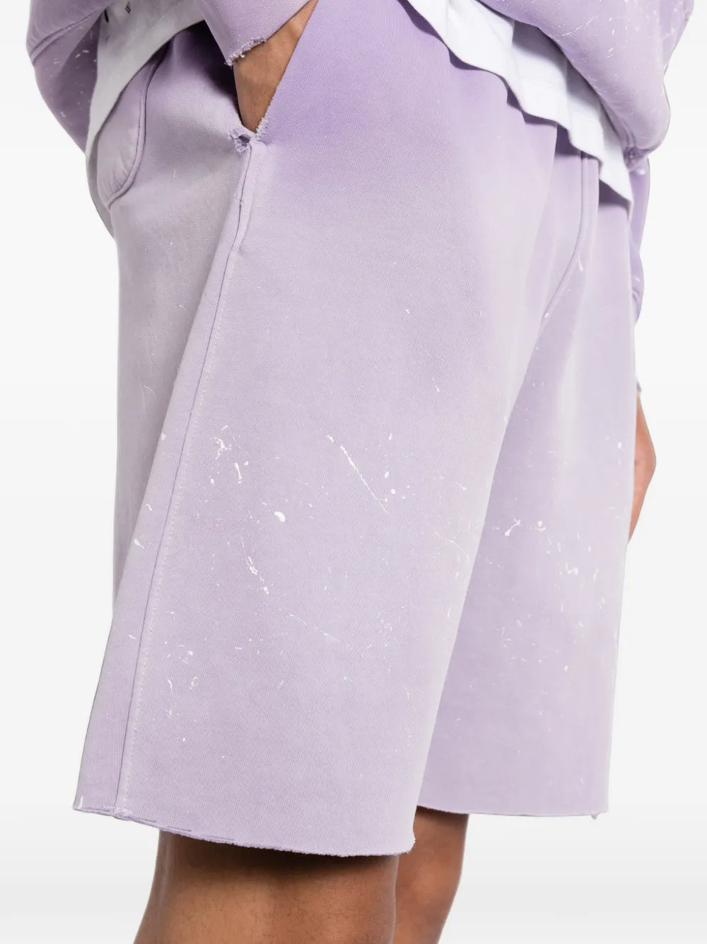 ombré-effect paint-splatter shorts