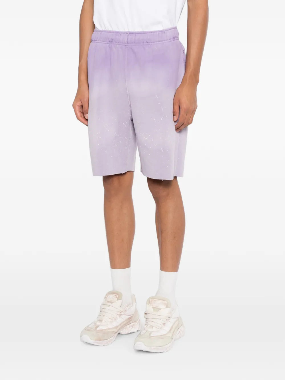 ombré-effect paint-splatter shorts