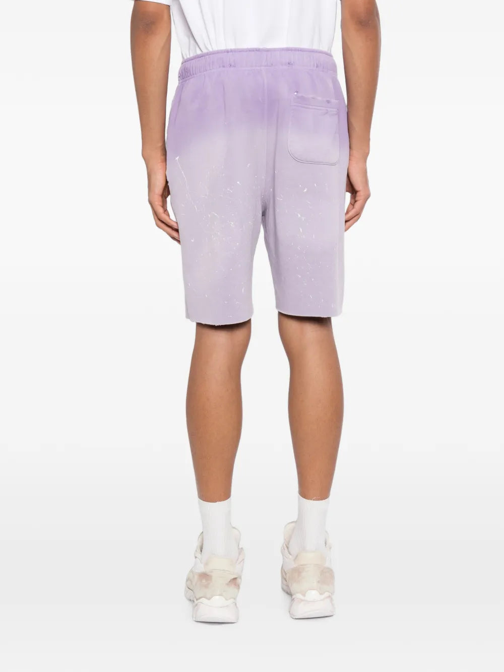 ombré-effect paint-splatter shorts