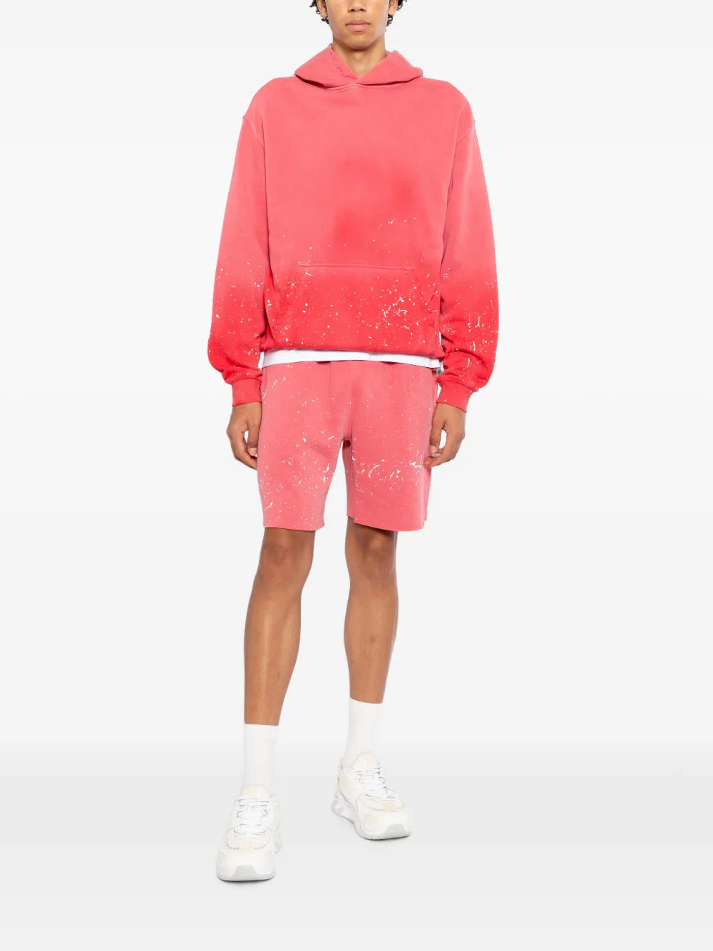 paint-splatter ombré-effect shorts