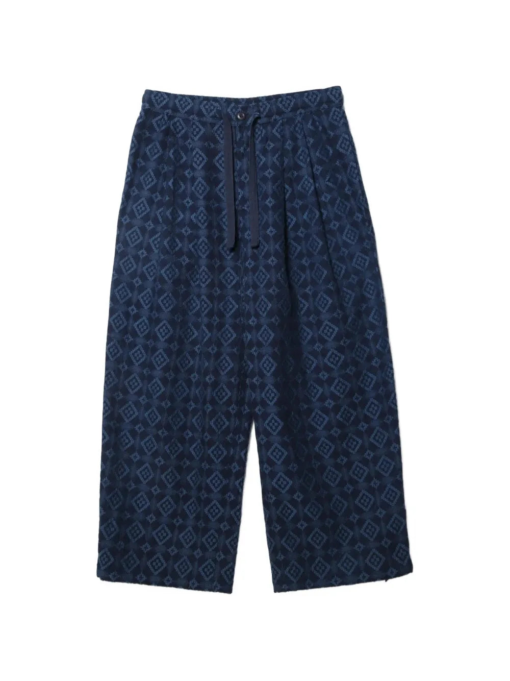 Komon Aizome diamond-pattern drawstring trousers