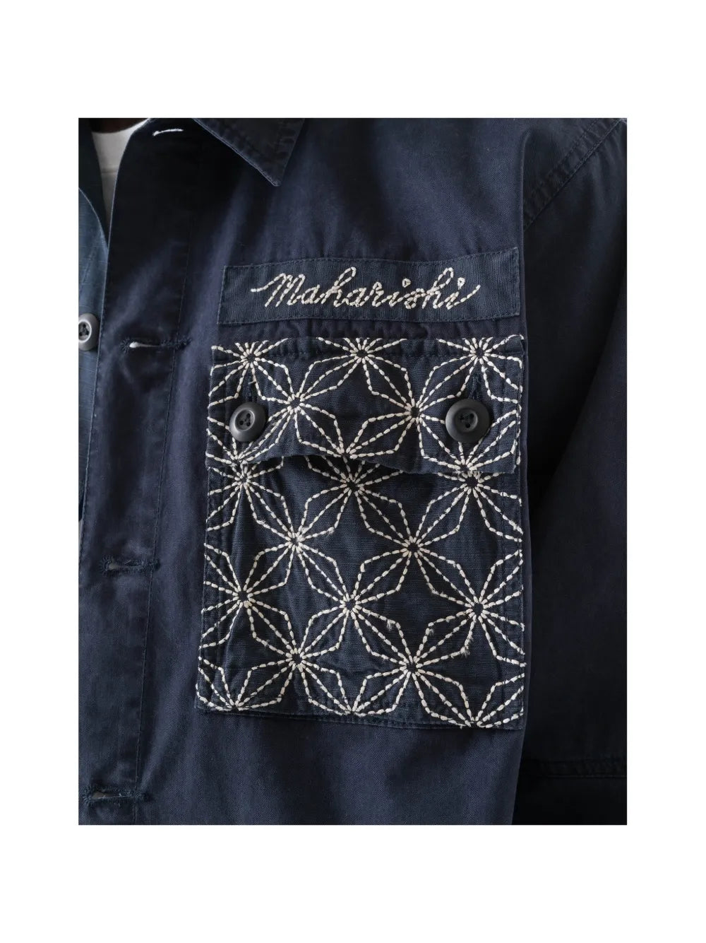 Sashiko embroidered ripstop shirt